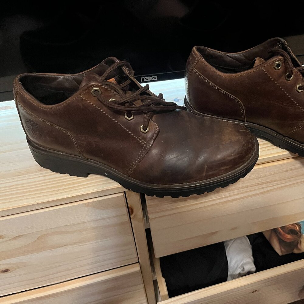 Timberland Brown Waterproof Leather Oxford Work Boots Men’s 9.5M Style 94582